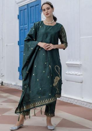 Picture of Ideal Cotton & Silk Teal Readymade Salwar Kameez