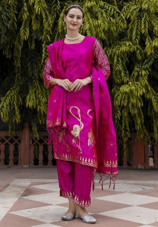 Picture of Cotton & Silk Hot Pink Readymade Salwar Kameez