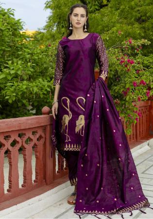 Picture of Cotton & Silk Brown Readymade Salwar Kameez