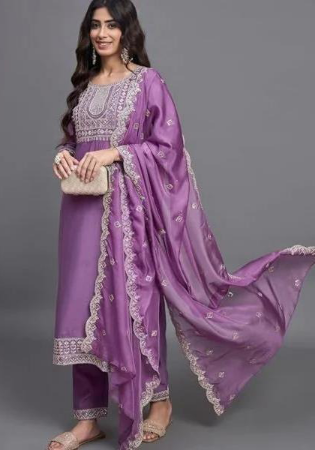 Picture of Resplendent Chiffon Brown Readymade Salwar Kameez