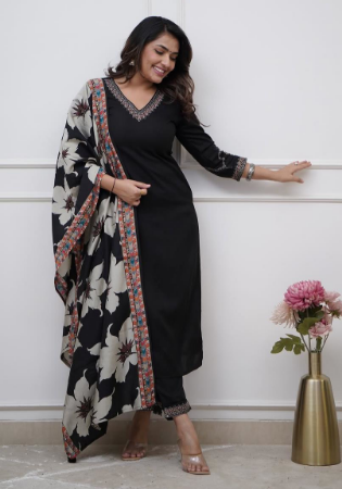 Picture of Splendid Silk Black Readymade Salwar Kameez
