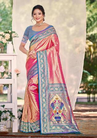 Picture of Lovely Silk Pale Violet Red Saree