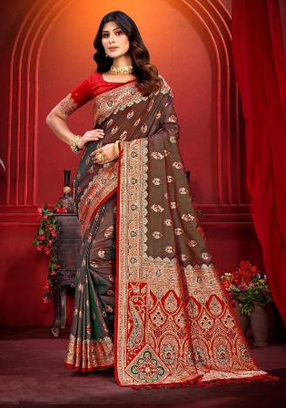 Picture of Magnificent Silk Brown Saree