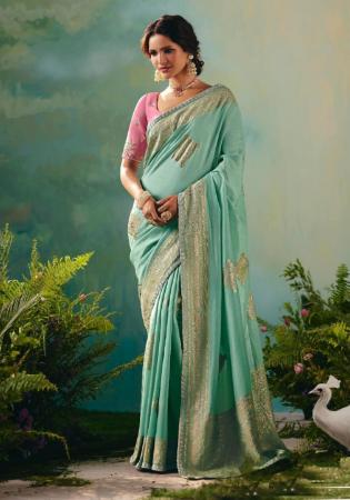 Picture of Exquisite Silk Cadet Blue Saree