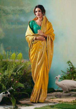 Picture of Sightly Silk Dark Golden Rod Saree