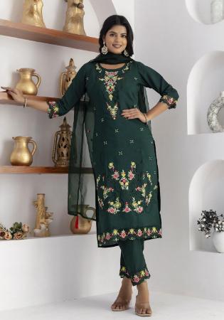 Picture of Lovely Silk Sea Green Readymade Salwar Kameez