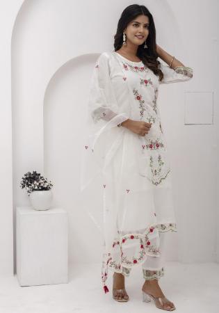 Picture of Bewitching Silk White Readymade Salwar Kameez