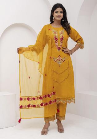 Picture of Grand Silk Dark Golden Rod Readymade Salwar Kameez