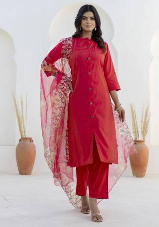 Picture of Sightly Silk Dark Red Readymade Salwar Kameez