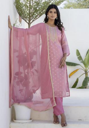 Picture of Stunning Silk Rosy Brown Readymade Salwar Kameez