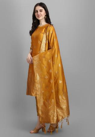 Picture of Cotton & Silk Dark Golden Rod Readymade Salwar Kameez