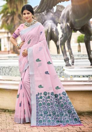 Picture of Alluring Linen & Silk Plum Saree