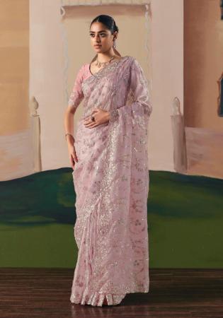 Picture of Enticing Organza Rosy Brown Saree