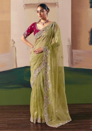 Picture of Marvelous Organza Olive Drab Saree