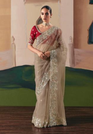 Picture of Marvelous Organza Brown Saree