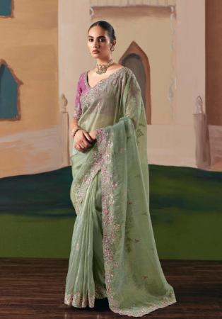 Picture of Ravishing Organza Grey Saree