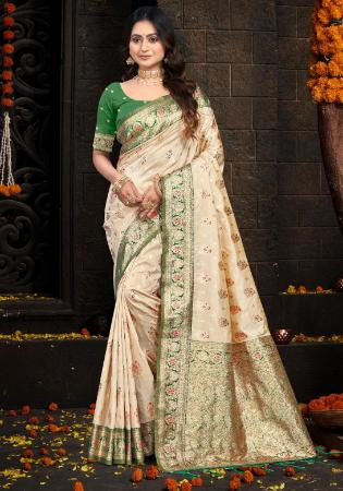 Picture of Appealing Silk Pale Golden Rod Saree