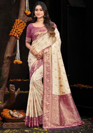 Picture of Exquisite Silk Beige Saree