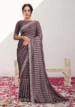 Picture of Crepe & Georgette & Satin,Silk Dark Magenta Saree