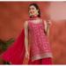 Picture of Georgette Dark Red Straight Cut Salwar Kameez
