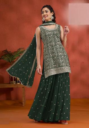 Picture of Georgette Dim Gray Straight Cut Salwar Kameez