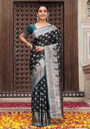 Picture of Excellent Silk Dark Slate Grey Saree