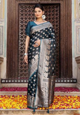 Picture of Ravishing Silk Dark Slate Grey Saree