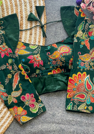 Picture of Appealing Silk Sea Green Designer Blouse