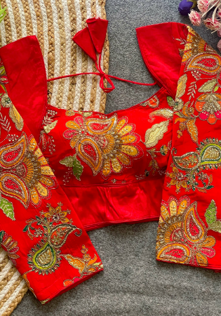 Picture of Exquisite Silk Dark Red Designer Blouse