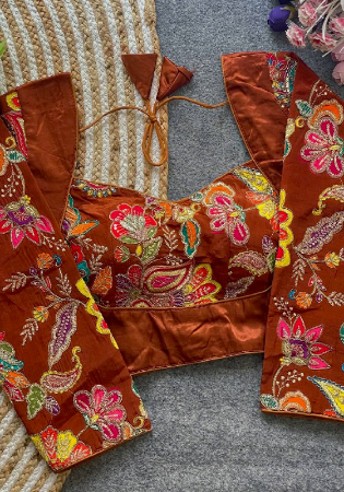 Picture of Marvelous Silk Saddle Brown Designer Blouse