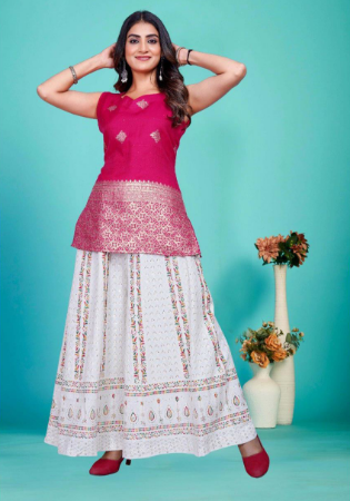 Picture of Pleasing Silk Pink Kurtis & Tunic