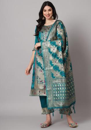 Picture of Good Looking Cotton & Silk Grey Readymade Salwar Kameez