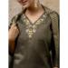 Picture of Silk Dark Olive Green Readymade Salwar Kameez