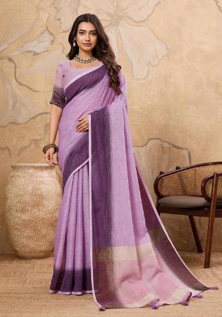 Picture of Pretty Linen Plum Saree