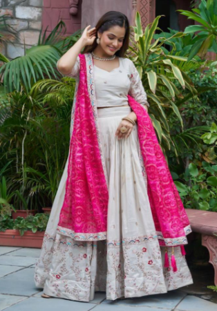 Picture of Sightly Silk Azure Lehenga Choli