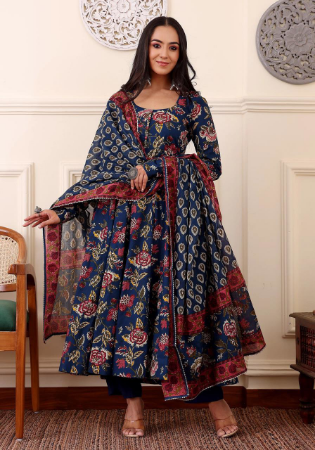 Picture of Admirable Rayon Midnight Blue Readymade Salwar Kameez