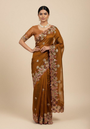 Picture of Alluring Chiffon Rosy Brown Saree