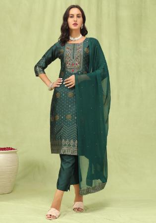 Picture of Cotton & Silk Dark Slate Grey Readymade Salwar Kameez