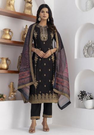 Picture of Well Formed Chiffon Black Readymade Salwar Kameez