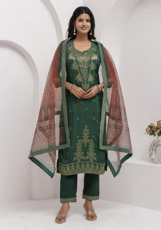 Picture of Nice Chiffon Forest Green Readymade Salwar Kameez