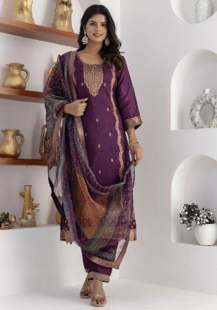 Picture of Statuesque Chiffon Purple Readymade Salwar Kameez