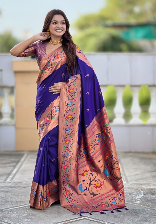 Picture of Sublime Silk Midnight Blue Saree