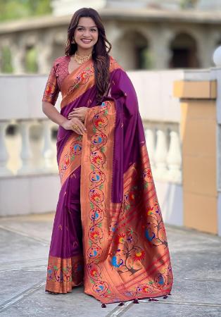 Picture of Grand Silk Purple Saree