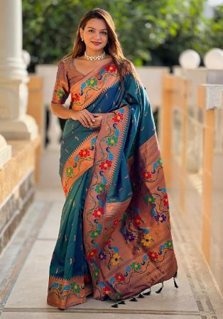 Picture of Superb Silk Teal Saree