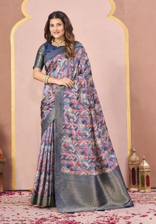 Picture of Appealing Silk Dark Slate Blue Saree