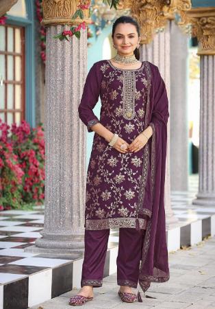 Picture of Excellent Chiffon Brown Straight Cut Salwar Kameez