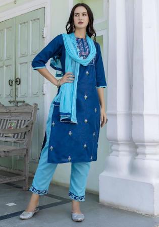 Picture of Delightful Cotton Teal Readymade Salwar Kameez