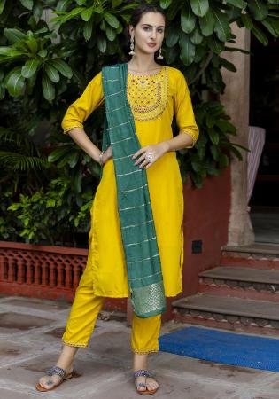 Picture of Shapely Cotton Golden Readymade Salwar Kameez