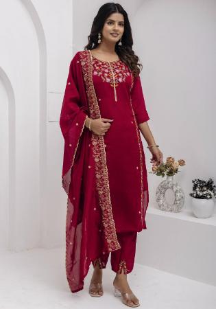 Picture of Ideal Silk Maroon Readymade Salwar Kameez