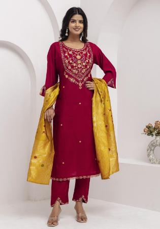 Picture of Excellent Silk Maroon Readymade Salwar Kameez